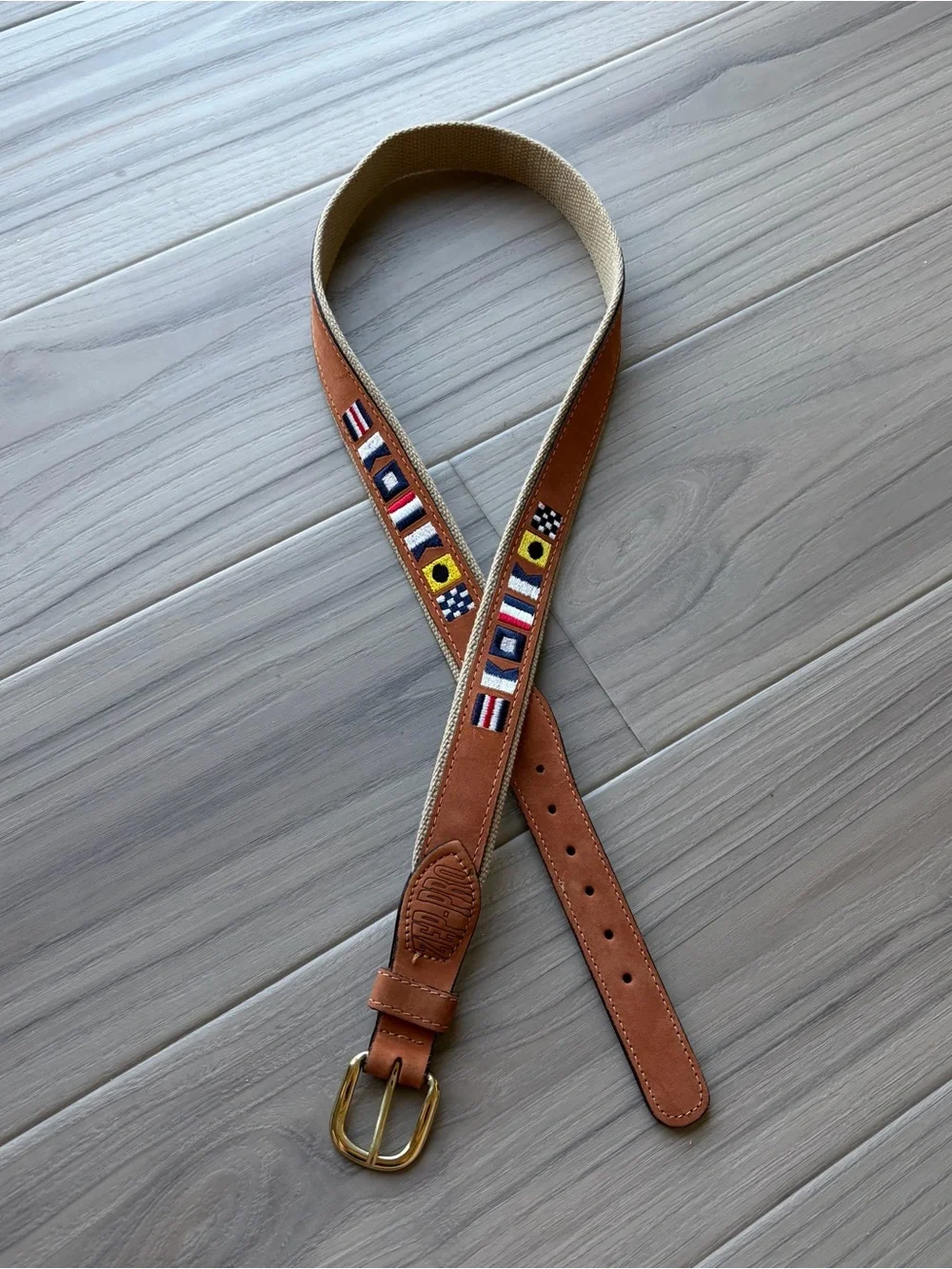 Zep-Pro Embroidery Flag Tan Leather Belt